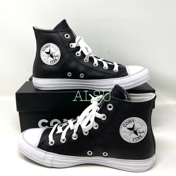 converse hi leather black